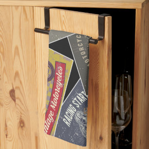 Multi Colour Retro Car Tea Towel