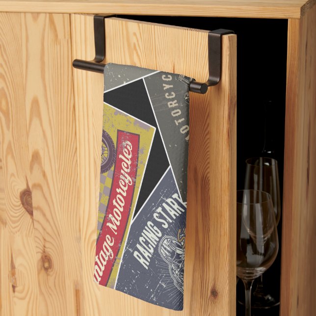 Multi Colour Retro Car Tea Towel (Thirds Fold)