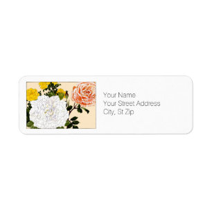 Multi-colour Rose, Botanical Art Return Address Label