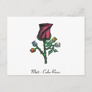 Multi - Colour Roses Postcard