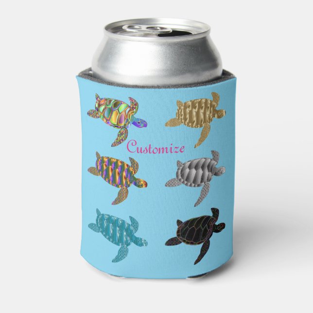 Multi-colour Sea Turtles Thunder_Cove Can Cooler (Can Back)