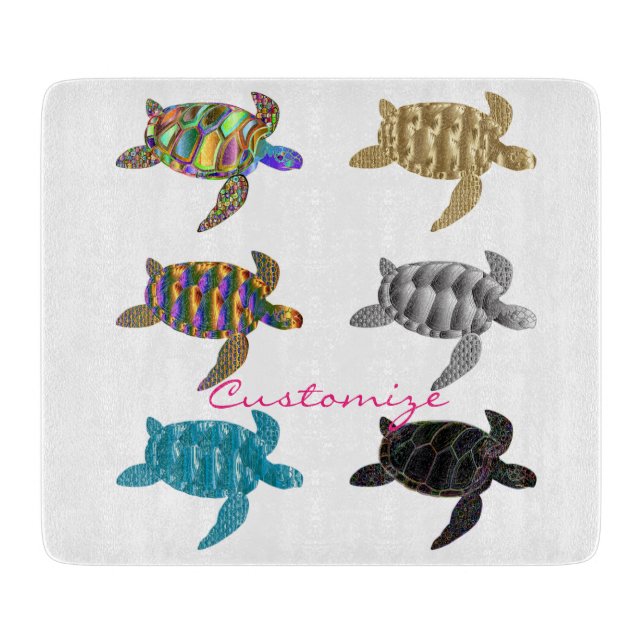 Multi-colour Sea Turtles Thunder_Cove Cutting Board (Front)