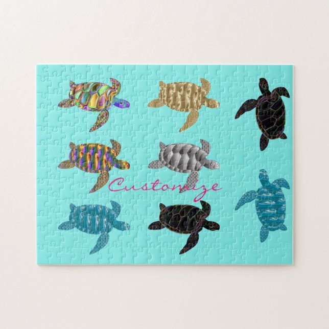 Multi-colour Sea Turtles Thunder_Cove Jigsaw Puzzle (Horizontal)