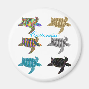 Multi-colour Sea Turtles Thunder_Cove Magnet