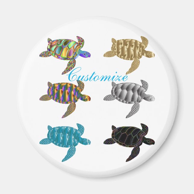 Multi-colour Sea Turtles Thunder_Cove Magnet (Front)