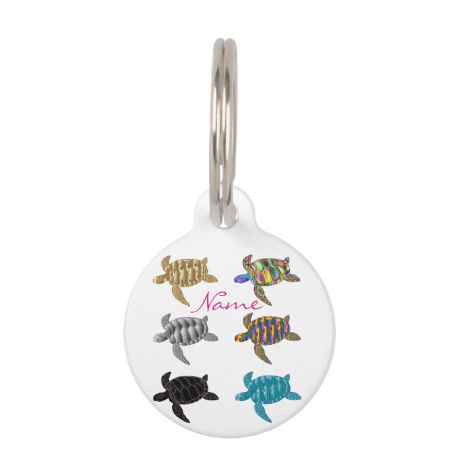 Multi-colour Sea Turtles Thunder_Cove Pet Tag (Front)