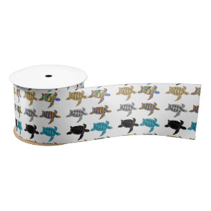 Multi-colour Sea Turtles Thunder_Cove Satin Ribbon