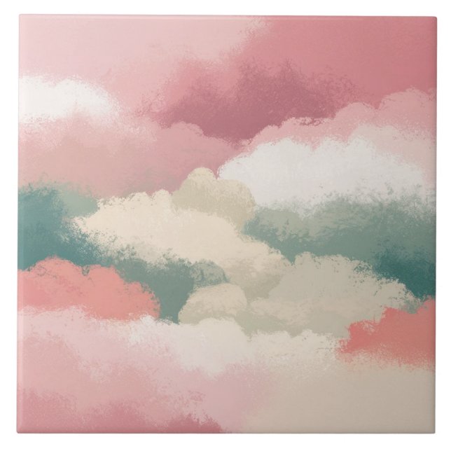 Multi colour shade cloud big ceramic tile (Front)