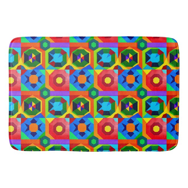 Multi Colour Shapes 2 Bath Mat (Front)