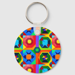 Multi Colour Shapes 2 Key Ring