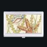 Multi-Colour Shell Party Business Card Holder<br><div class="desc">Charikilia Zarris is a talented artist know for her ocean artwork. Her images are peaceful and calm relaxing you with every picture. Get this nautical piece of artwork with a starfish and a Conch shell being the centre of it all, bordered with beautiful kelp. This image will look great on...</div>