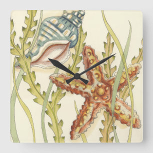 Multi-Colour Shell Party Square Wall Clock