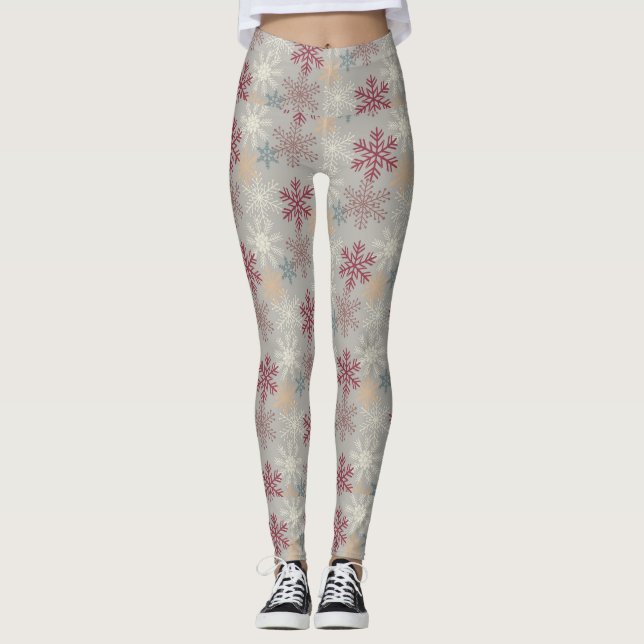 Multi- Colour Snowflake Christmas Women's Leggings (Front)