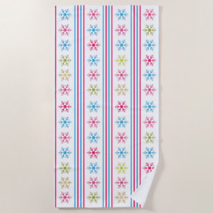 Multi Colour Snowflakes Beach Towel