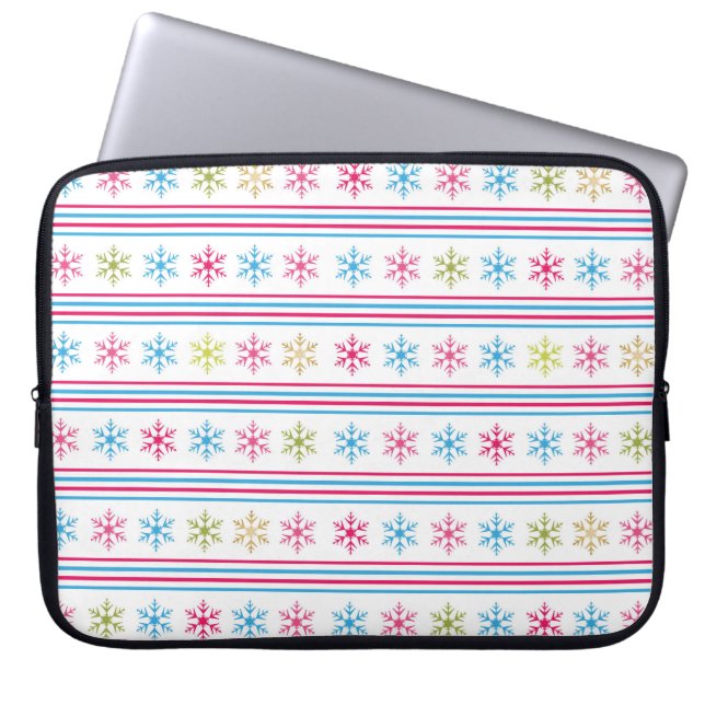 Multi Colour Snowflakes Laptop Sleeve (Front)