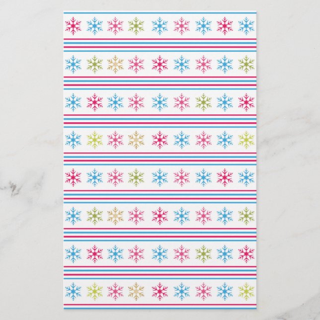 Multi Colour Snowflakes Stationery (Front)