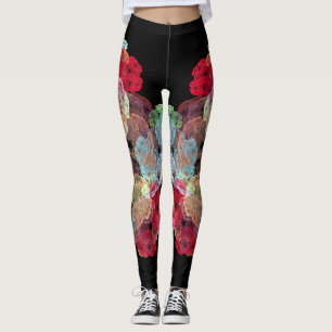 Multi colour splatter on black background leggings