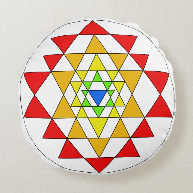 Multi Colour Sri Yantra Meditation Cushion (Front)