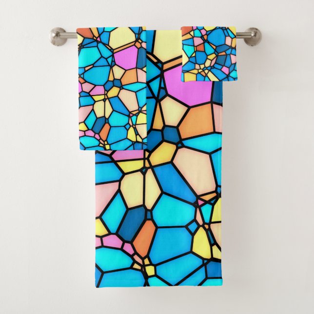Multi-Colour Stained Glass  Bath Towel Set (Insitu)