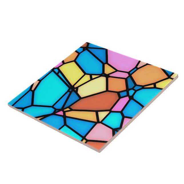 Multi-Colour Stained Glass  Ceramic Tile (Side)