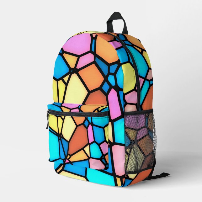 Multi-Colour Stained Glass  Printed Backpack (Back Corner Right)