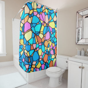 Multi-Colour Stained Glass  Shower Curtain