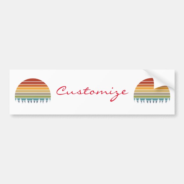Multi-colour striped sun with trees Thunder_Cove Bumper Sticker (Front)