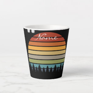 Multi-colour striped sun with trees Thunder_Cove Latte Mug