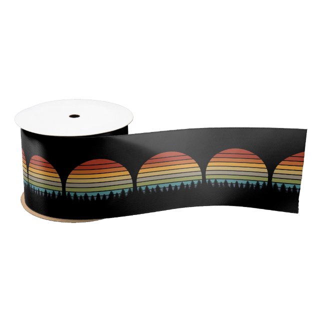 Multi-colour striped sun with trees Thunder_Cove Satin Ribbon (Spool)