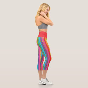 Multi Colour Stripes with Gold Yoga Capris