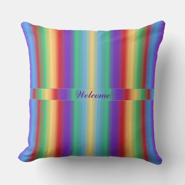 Multi Colour Stripes with Ribbon Cushion (Front)