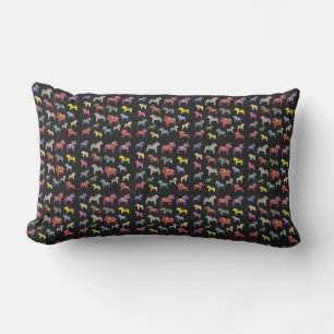 Multi-colour Swedish Dala Horses Lumbar Cushion