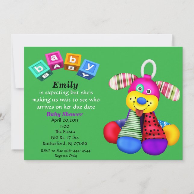 Multi-Colour Toy Dog Baby Shower Invitation (Front)