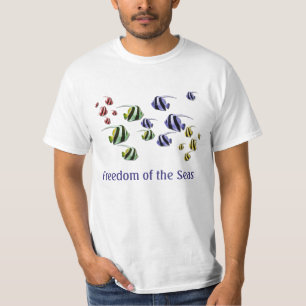 Multi-colour Tropical Fish Swimming Free T Shirt