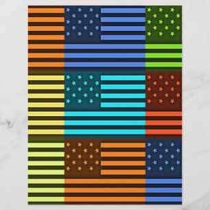 Multi colour USA flag chequered vector pattern art