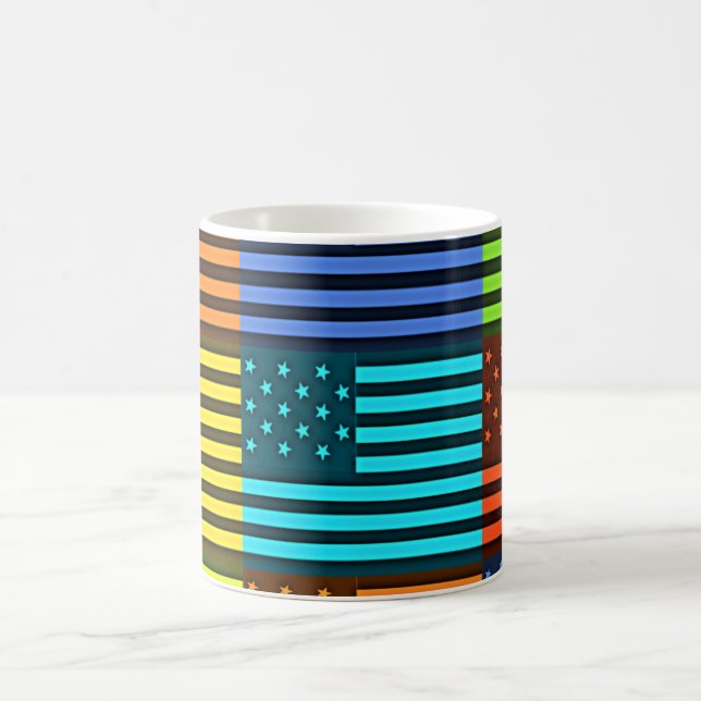 Multi colour USA flag chequered vector pattern art Coffee Mug (Center)