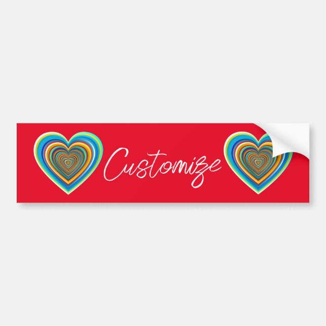 Multi-colour Valentine Heart Thunder_Cove Bumper Sticker (Front)