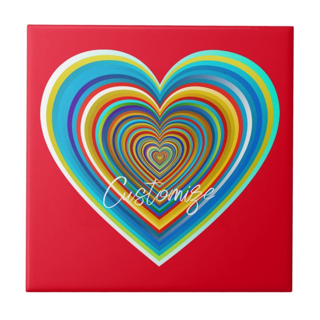 Multi-colour Valentine Heart Thunder_Cove Ceramic Tile (Front)