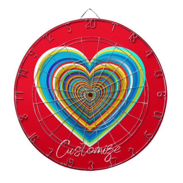 Multi-colour Valentine Heart Thunder_Cove  Dartboard (Front)