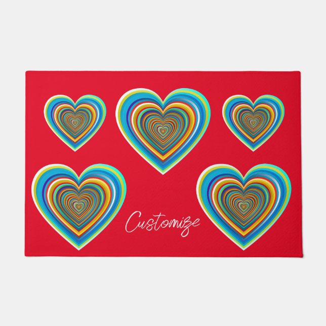 Multi-colour Valentine Heart Thunder_Cove  Doormat (Front)