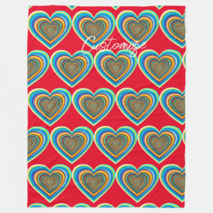 Multi-colour Valentine Heart Thunder_Cove Fleece Blanket
