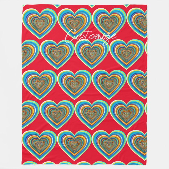 Multi-colour Valentine Heart Thunder_Cove Fleece Blanket (Front)