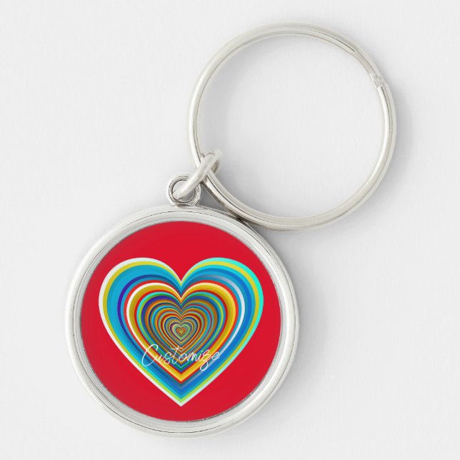 Multi-colour Valentine Heart Thunder_Cove  Key Ring (Front)