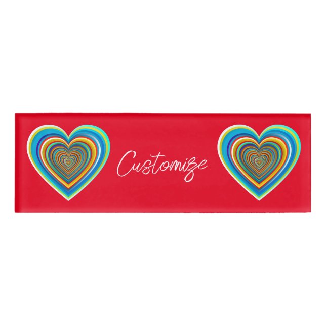 Multi-colour Valentine Heart Thunder_Cove  Name Tag (Front)