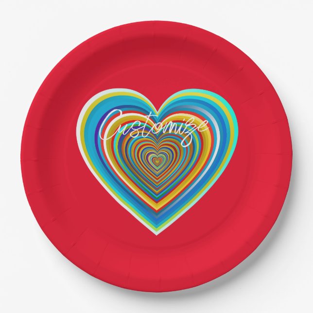 Multi-colour Valentine Heart Thunder_Cove Paper Plate (Front)