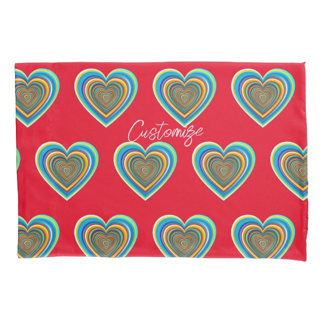 Multi-colour Valentine Heart Thunder_Cove Pillowcase (Front)