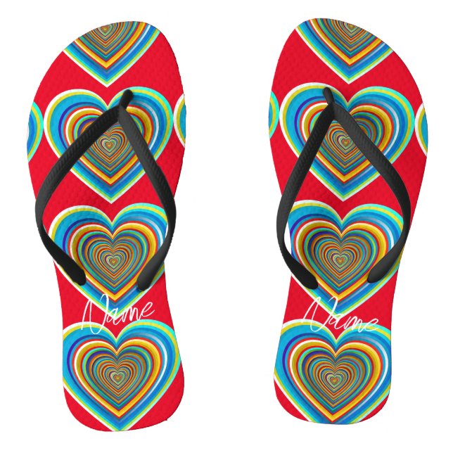 Multi-colour Valentine Heart Thunder_Cove Thongs (Footbed)