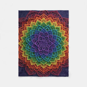 Multi Colour Vibrant Geometric Mandala Art Fleece Blanket