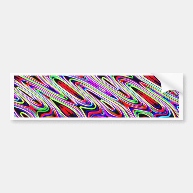 Multi Colour Wave Abstract Pattern Bumper Sticker (Front)