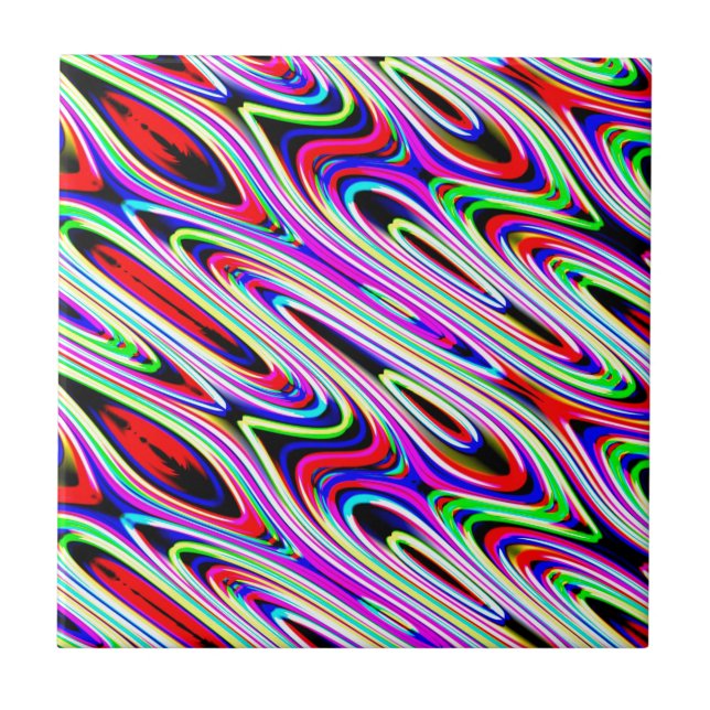 Multi Colour Wave Abstract Pattern Tile (Front)